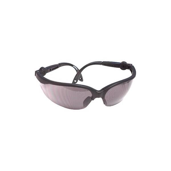 Smoke Lens Safety Glasses, Telescoping/Ratcheting Temple, 12PK